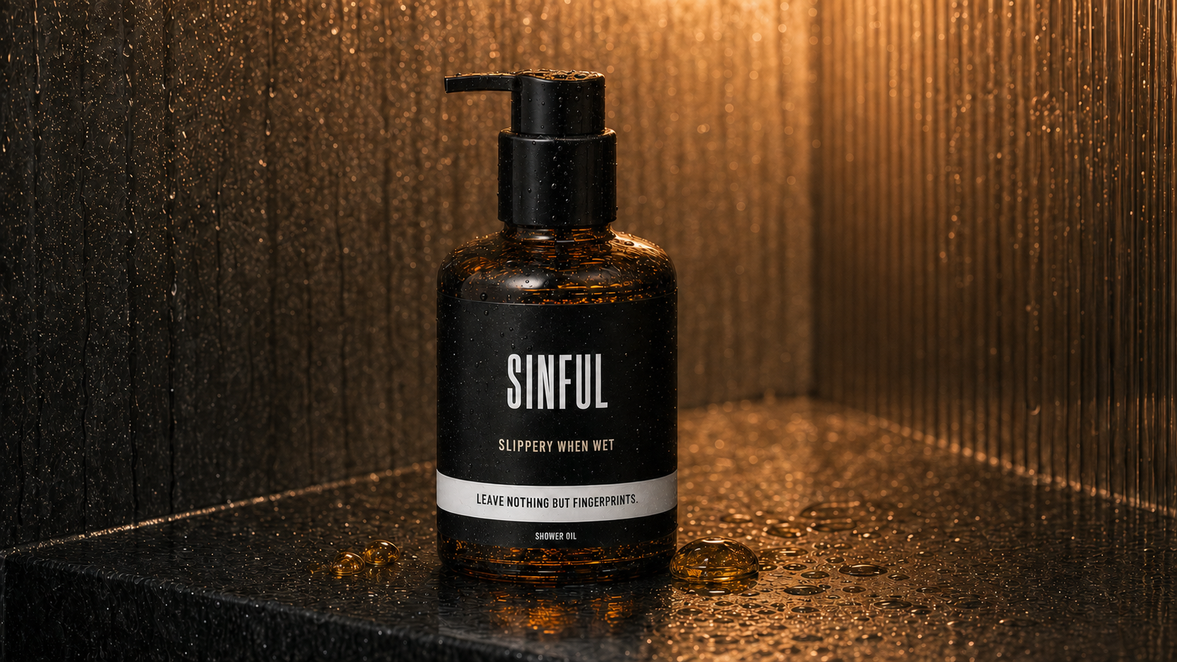 Slippery When Wet Shower Oil concept